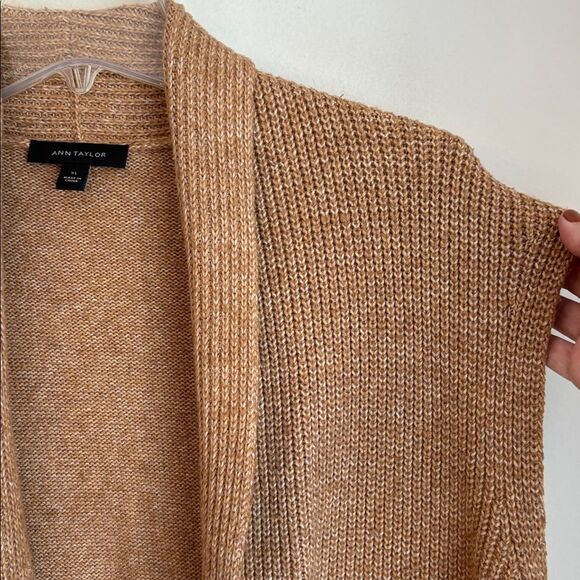 Ann Taylor Knit long Camel Knit Womens vest size XL brown layering fall sweater - Picture 4 of 9